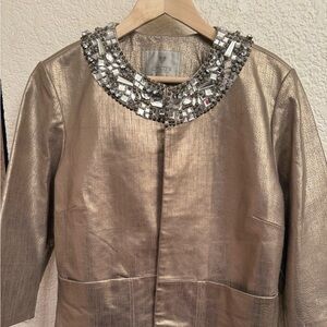 Chico's  25 Anniversary  Leather Metallic Gold Jacket